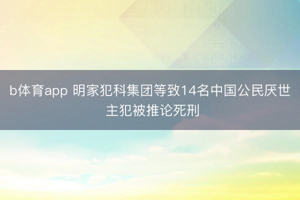 b体育app 明家犯科集团等致14名中国公民厌世 主犯被推论死刑