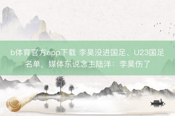 b体育官方app下载 李昊没进国足、U23国足名单，媒体东说念主陆洋：李昊伤了
