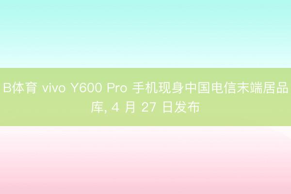 B体育 vivo Y600 Pro 手机现身中国电信末端居品库, 4 月 27 日发布