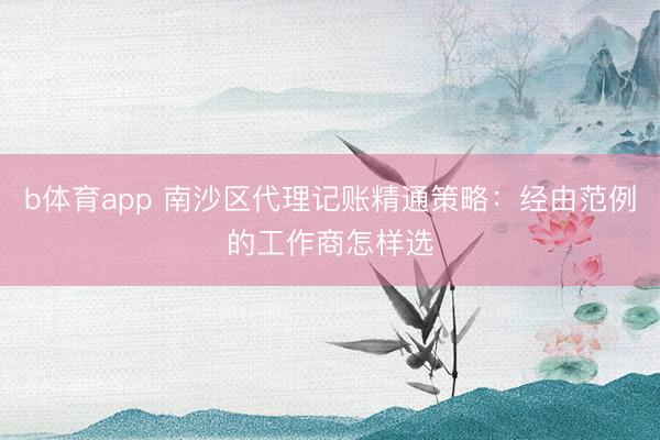 b体育app 南沙区代理记账精通策略：经由范例的工作商怎样选